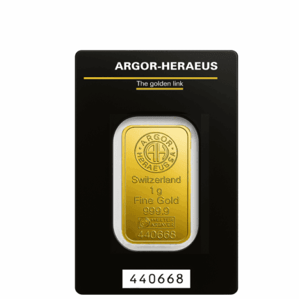Lingote de oro 1 g Argor Heraeus certificado de inversión disponible en Málaga y con envío a toda España