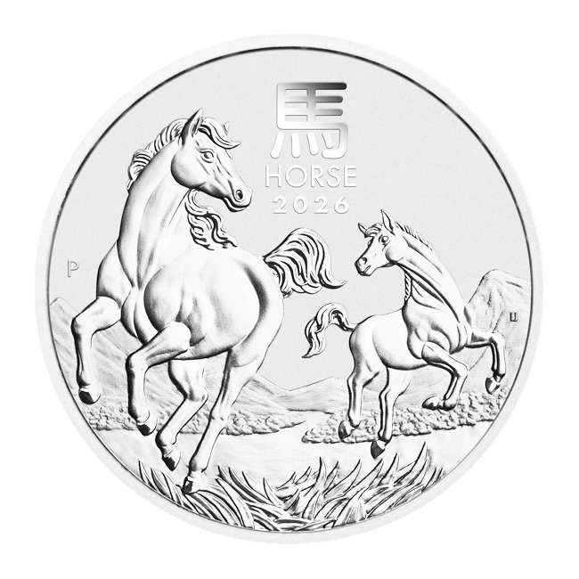 Moneda Lunar III Año del Caballo Plata 999 2 Torres Oro Moneda Lunar III Año del Caballo Plata 999.9 1 oz 2026 - Imagen 1