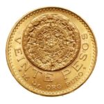 Moneda de Oro 20 Pesos Mexicanos Calendario Azteca 1959 - Circulada