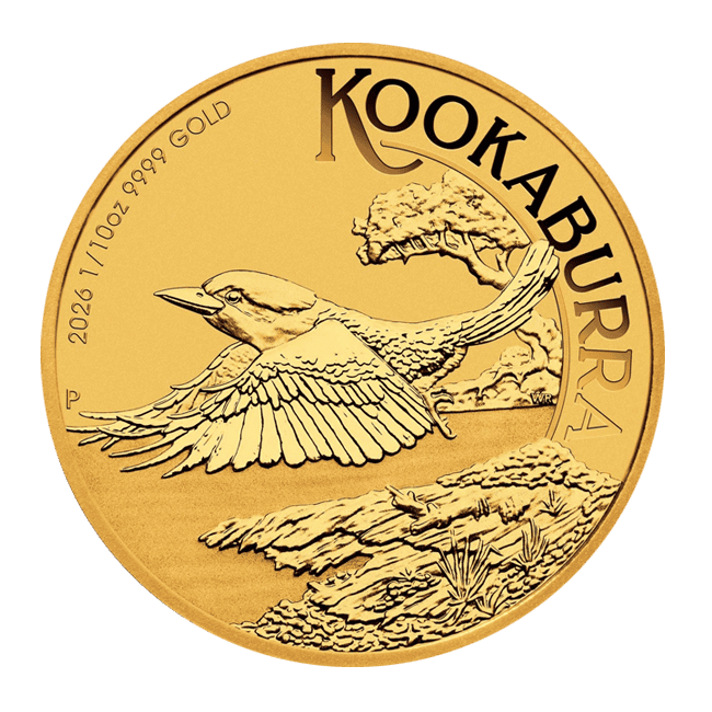 Moneda Bullion Maple Leaf 110 oz Oro 2026 torres oro (2) Moneda Bullion Kookaburra 1/10 oz Oro 2026 - Imagen 1